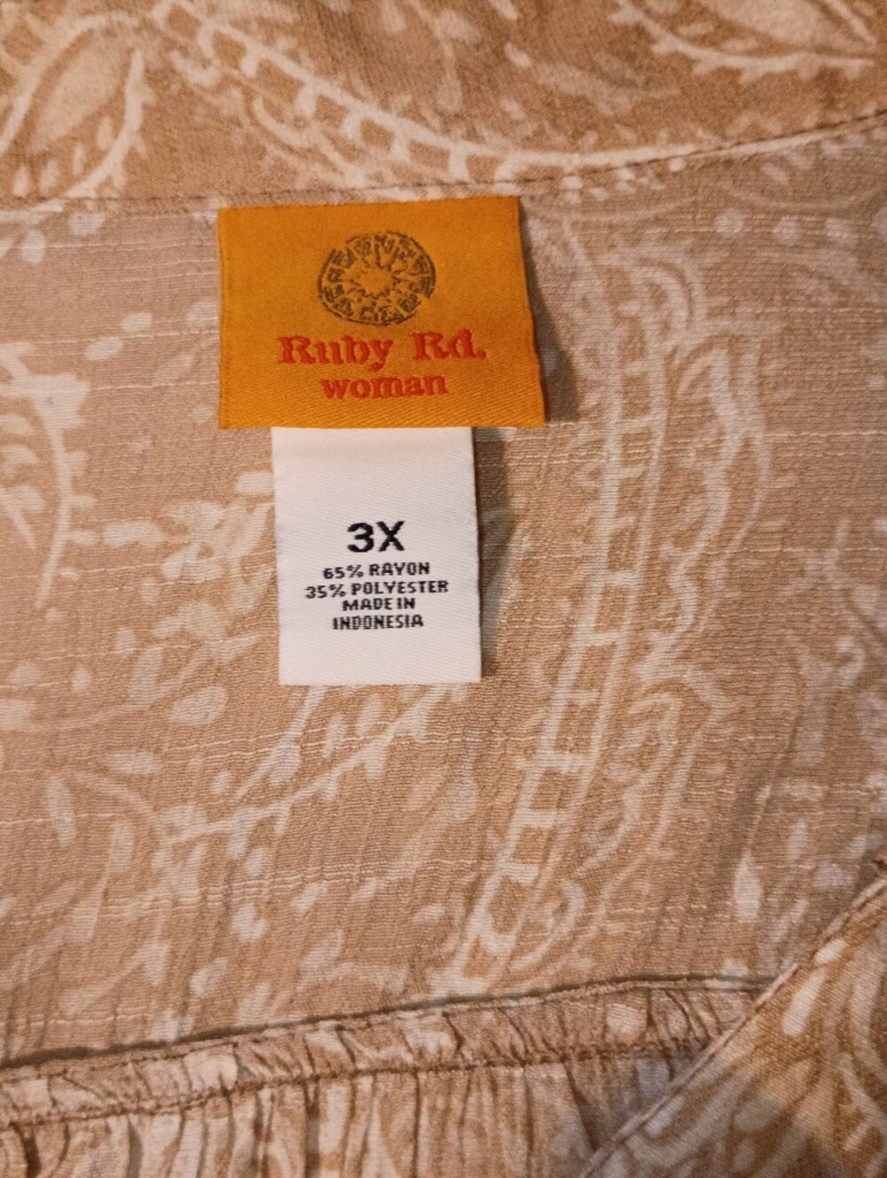 Ruby Rd. Cream Paisley Button-Front Blouse - Picture 5 of 7